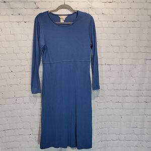 Norm Thompson long sleeve blue wool midi dress